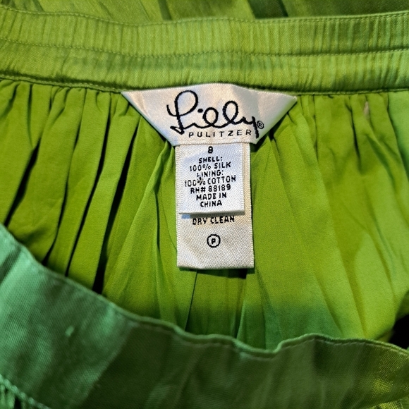 Lilly Pulitzer white label size 8 green silk skirt EUC - Picture 5 of 5